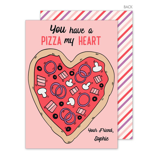 Pink Pizza My Heart Valentine Exchange Cards